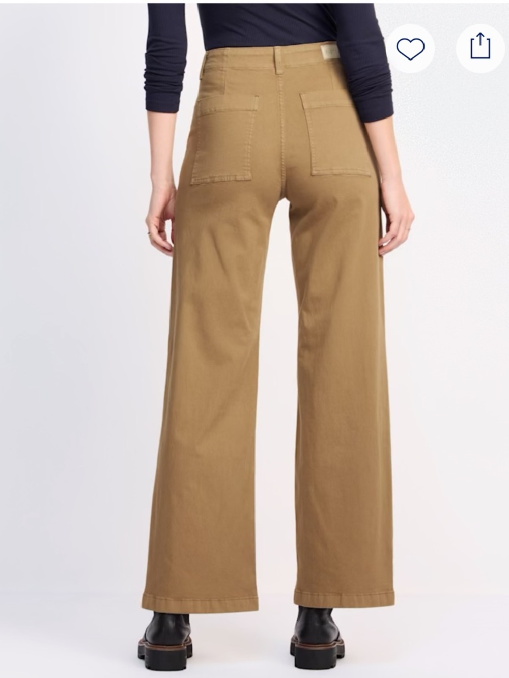 pistola Nicole Full Length Wide Leg Pant in Khaki l Chino - Picture 3 of 9